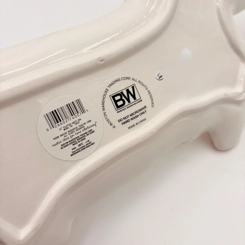 Boston Warehouse Halloween Ghost Dog Dachshund Ceramic Platter Trick Or Treat